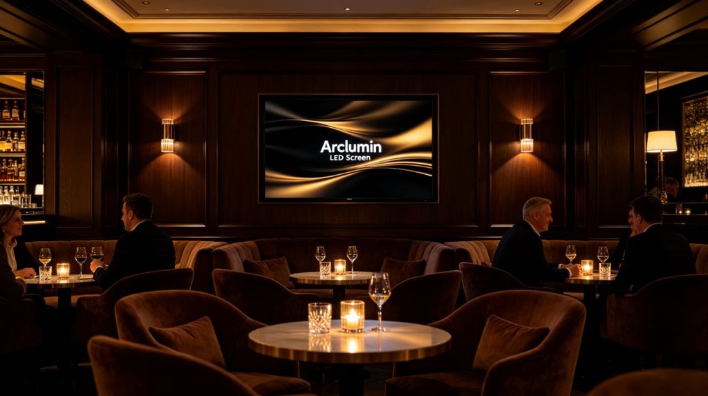 LED display in a relaxed lounge bar atmosphere