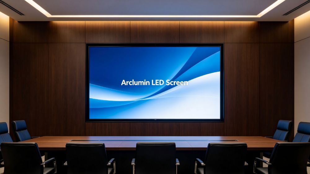 LED display screen in a hotel conference room